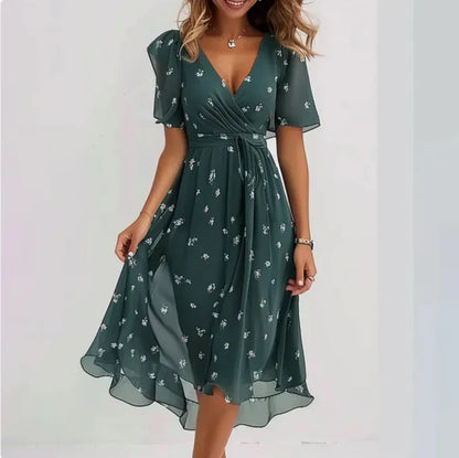 Vestido Midi de Chiffon con Caída Suelta para Damas – Aelora