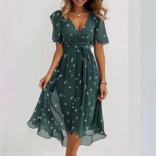 Vestido Midi de Chiffon con Caída Suelta para Damas – Aelora