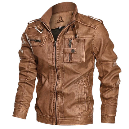 ARCH - Chaqueta de cuero con cremallera para hombre