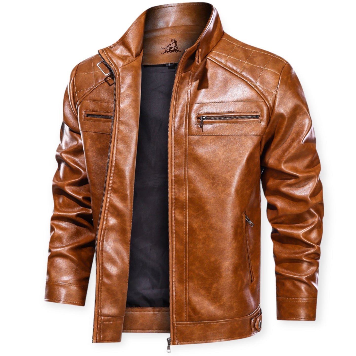 DIEGO - Chaqueta de cuero con múltiples bolsillos para hombre