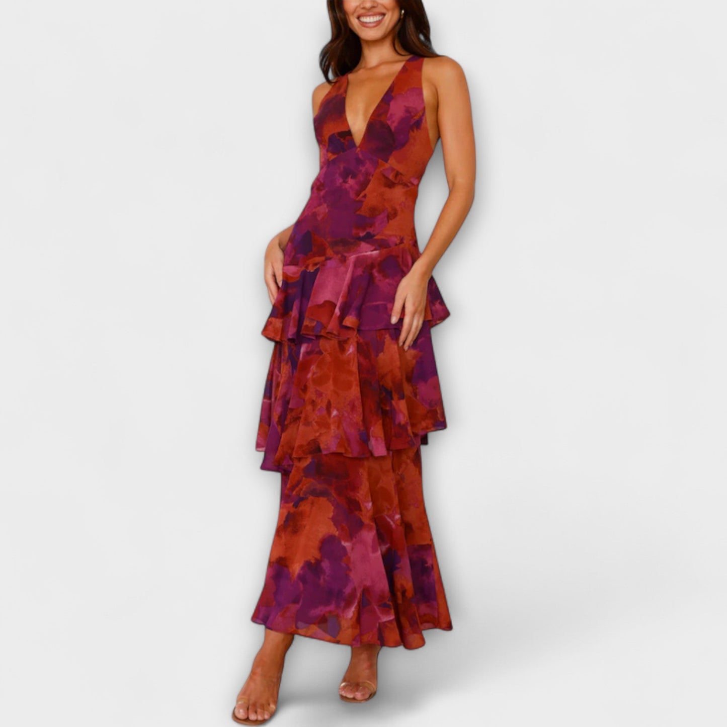 Vestido maxi de verano con escote profundo en V – ALEXANDRA