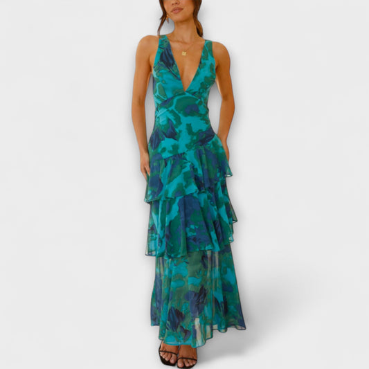 Vestido maxi de verano con escote profundo en V – ALEXANDRA