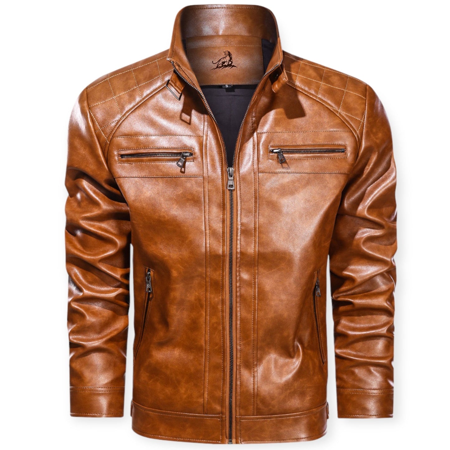 DIEGO - Chaqueta de cuero con múltiples bolsillos para hombre