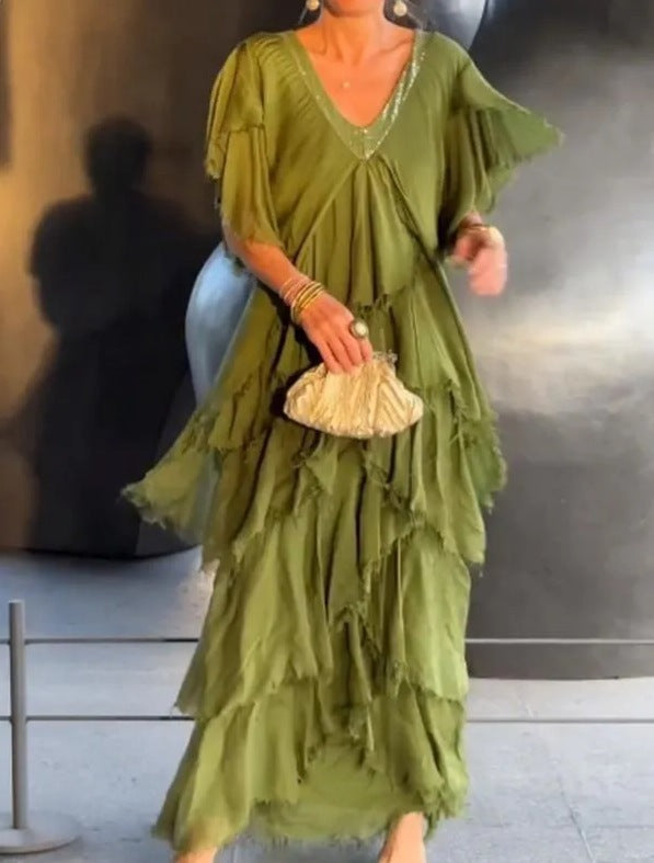 Vestido largo con estampado floral y corte fluido – VALERIA