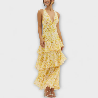 Vestido maxi de verano con escote profundo en V – ALEXANDRA