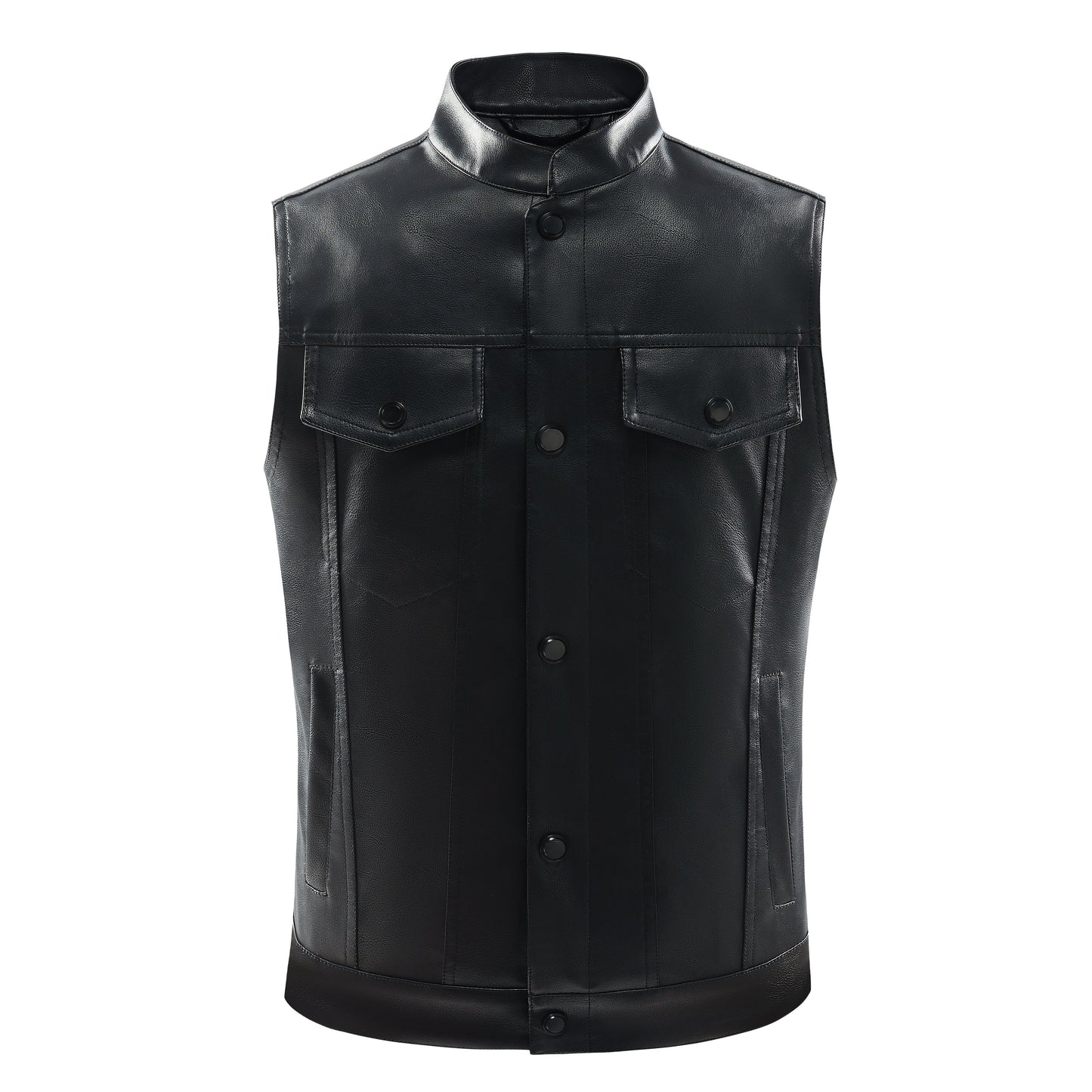 NOLAN - Chaleco retro de cuero con bolsillos frontales
