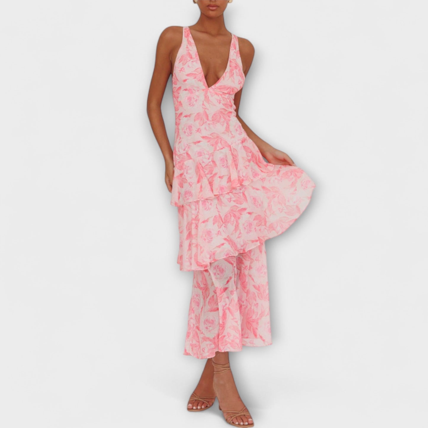 Vestido maxi de verano con escote profundo en V – ALEXANDRA