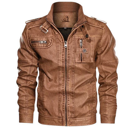 ARCH - Chaqueta de cuero con cremallera para hombre