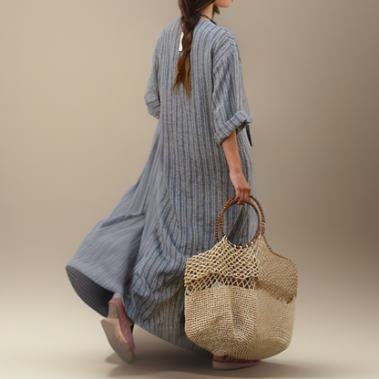 Vestido largo de mujer con bolsillo frontal y diseño casual – PARALINA