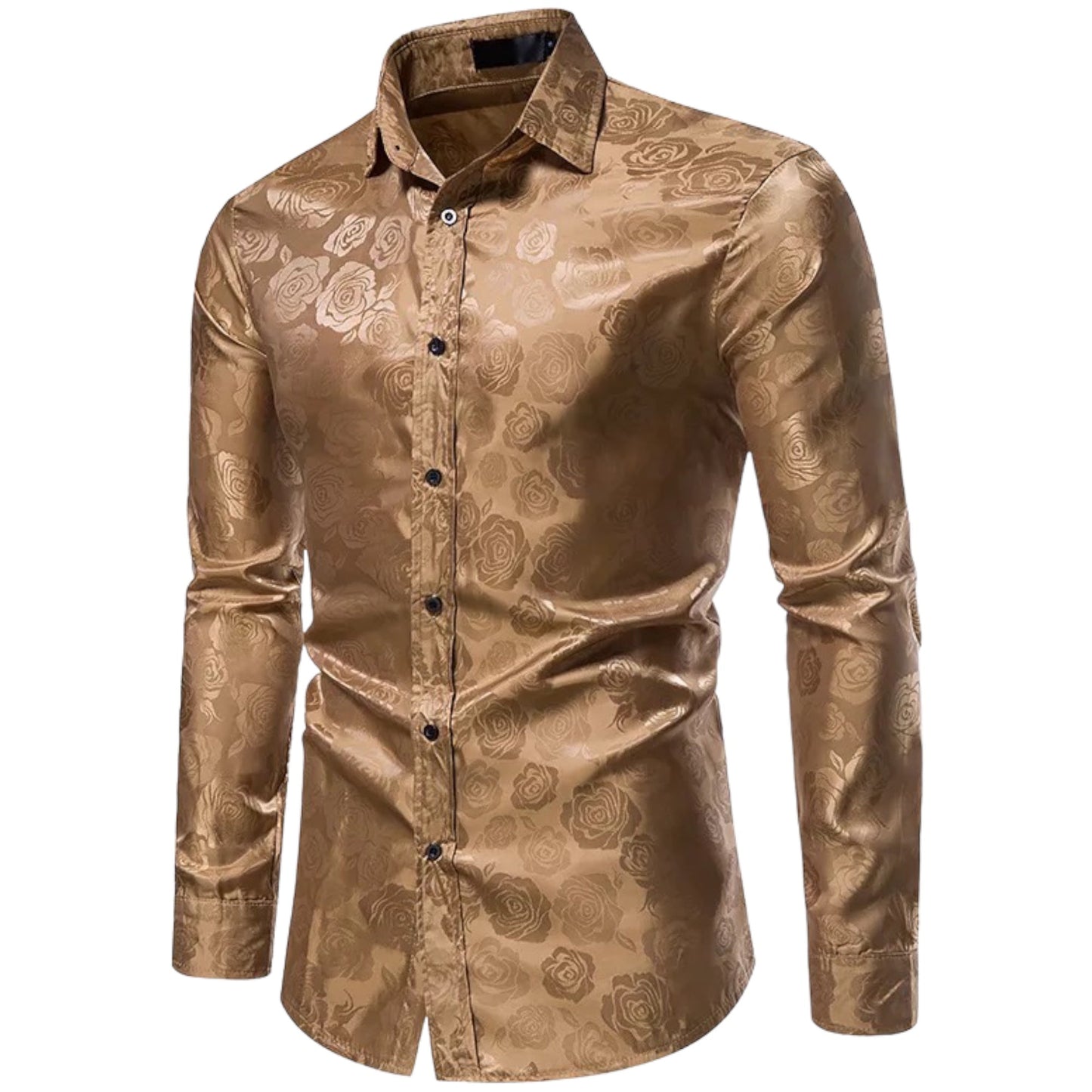 BENJI - Camisa de hombre con detalles florales y manga larga