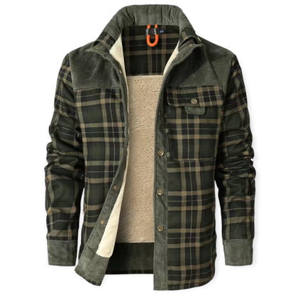 TORSTEN - Abrigo a cuadros con cierre de botones para hombre