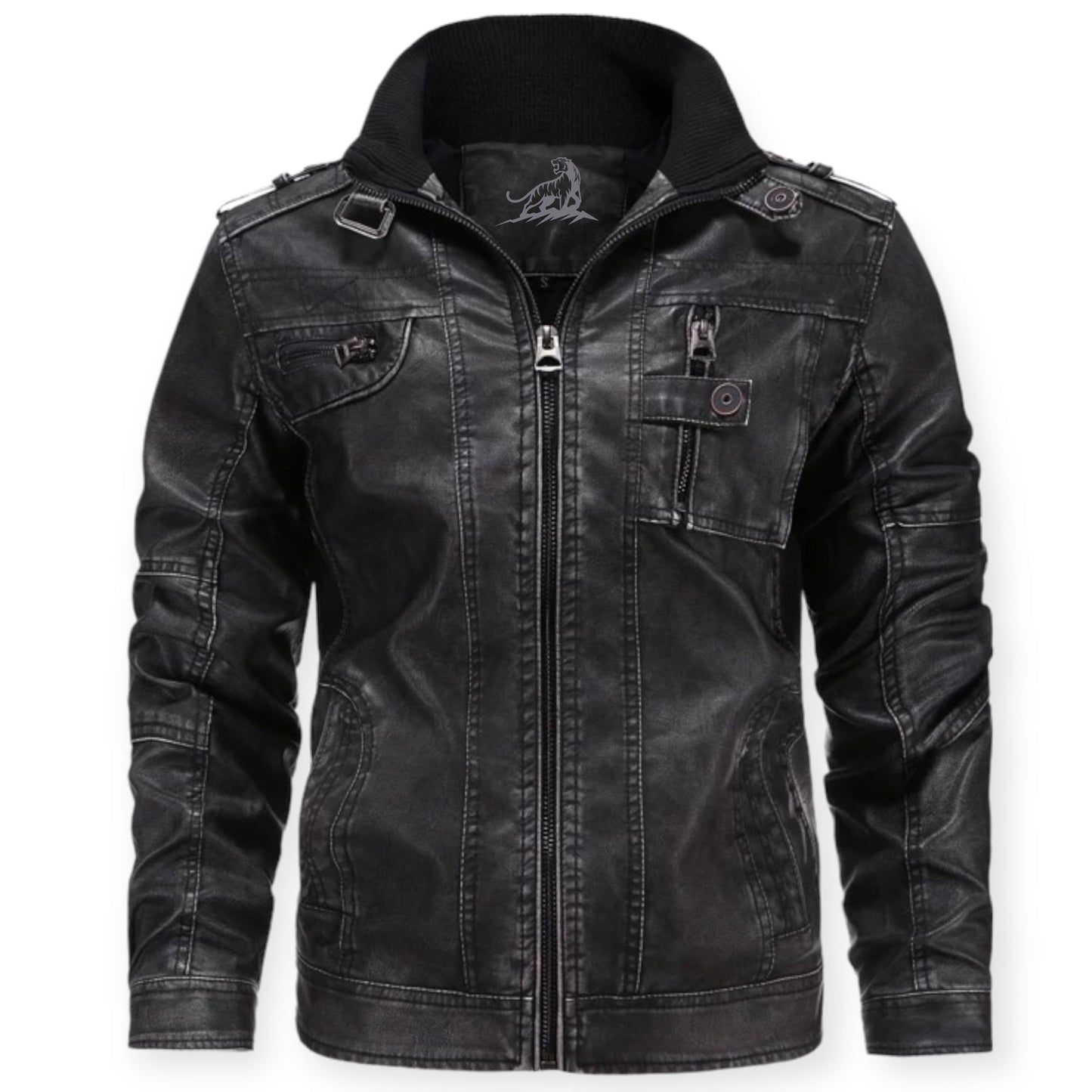 ARCH - Chaqueta de cuero con cremallera para hombre