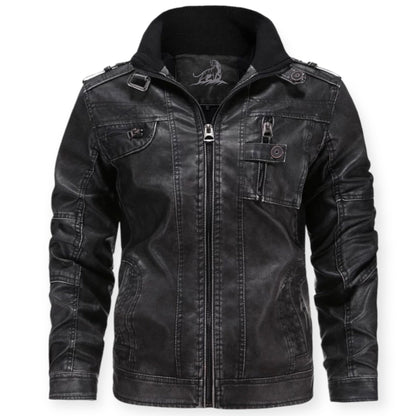 ARCH - Chaqueta de cuero con cremallera para hombre