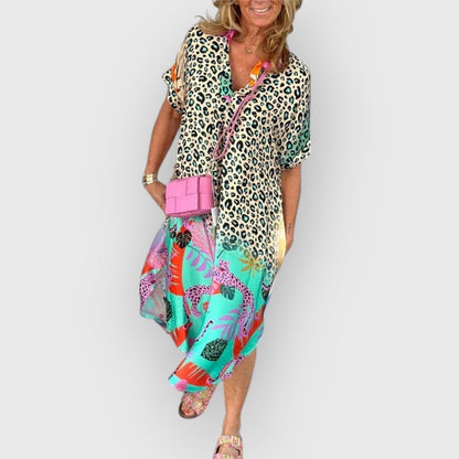 Vestido midi fluido de mujer con corte relajado – BRENDA