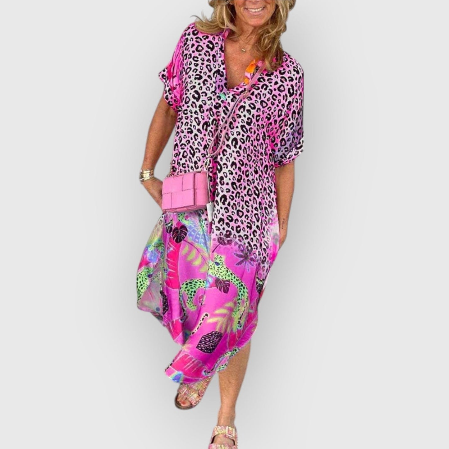 Vestido midi fluido de mujer con corte relajado – BRENDA