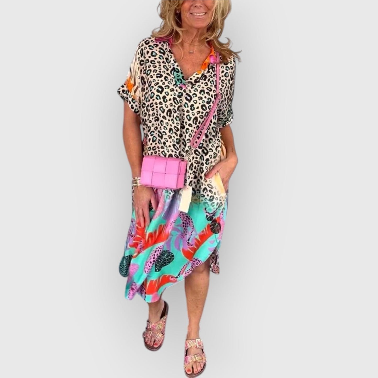 Vestido midi fluido de mujer con corte relajado – BRENDA