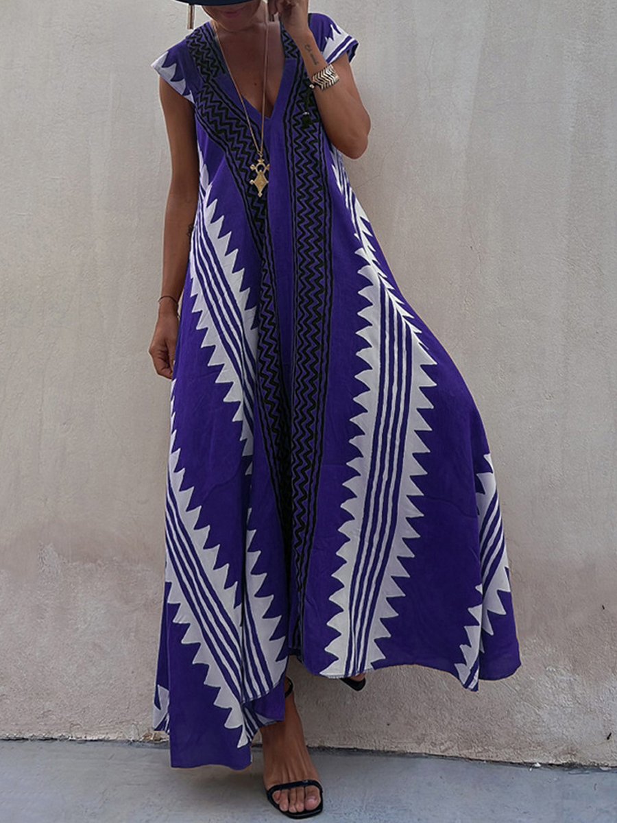 Vestido maxi de mujer con escote profundo y mangas amplias – FERNANDA