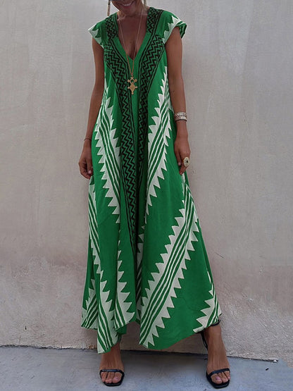 Vestido maxi de mujer con escote profundo y mangas amplias – FERNANDA