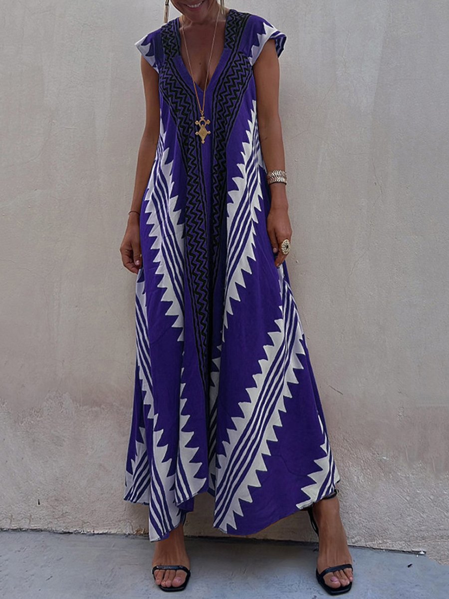 Vestido maxi de mujer con escote profundo y mangas amplias – FERNANDA