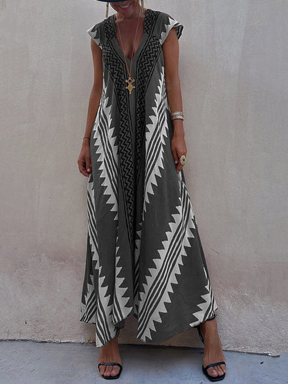 Vestido maxi de mujer con escote profundo y mangas amplias – FERNANDA