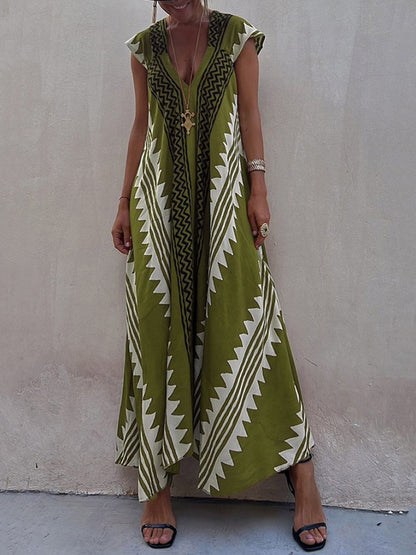 Vestido maxi de mujer con escote profundo y mangas amplias – FERNANDA