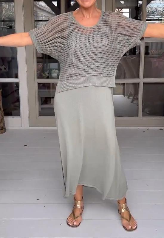 Conjunto de vestido con blusa ligera para mujer, estilo casual y moderno – ELIORA