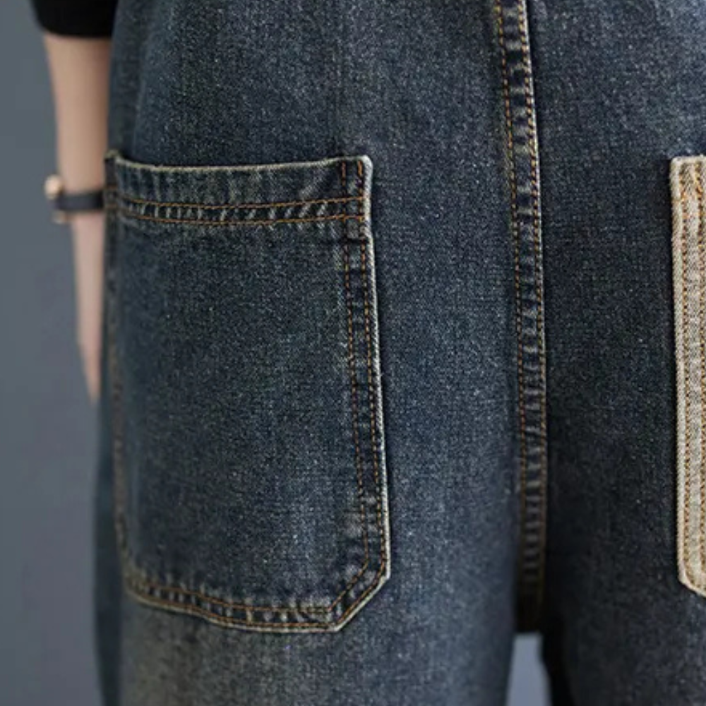 LIA - Peto vaquero vintage patchwork para mujer