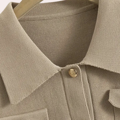 Vestido camisero largo de manga larga con botones – ADELYS