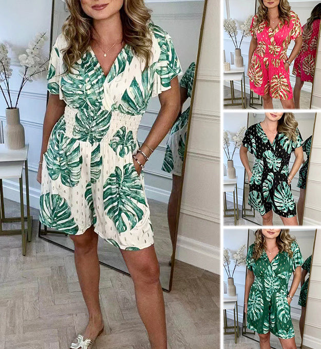 Vestido veraniego con estampado de palmeras y corte relajado – ELINA
