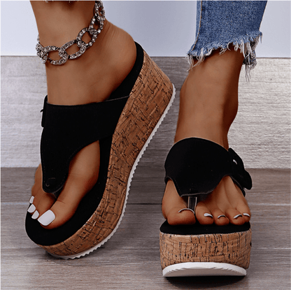 Sandalias tipo chancla para mujer con cuña y plataforma elevada – FENJA