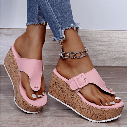 Sandalias tipo chancla para mujer con cuña y plataforma elevada – FENJA