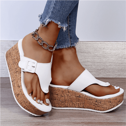 Sandalias tipo chancla para mujer con cuña y plataforma elevada – FENJA