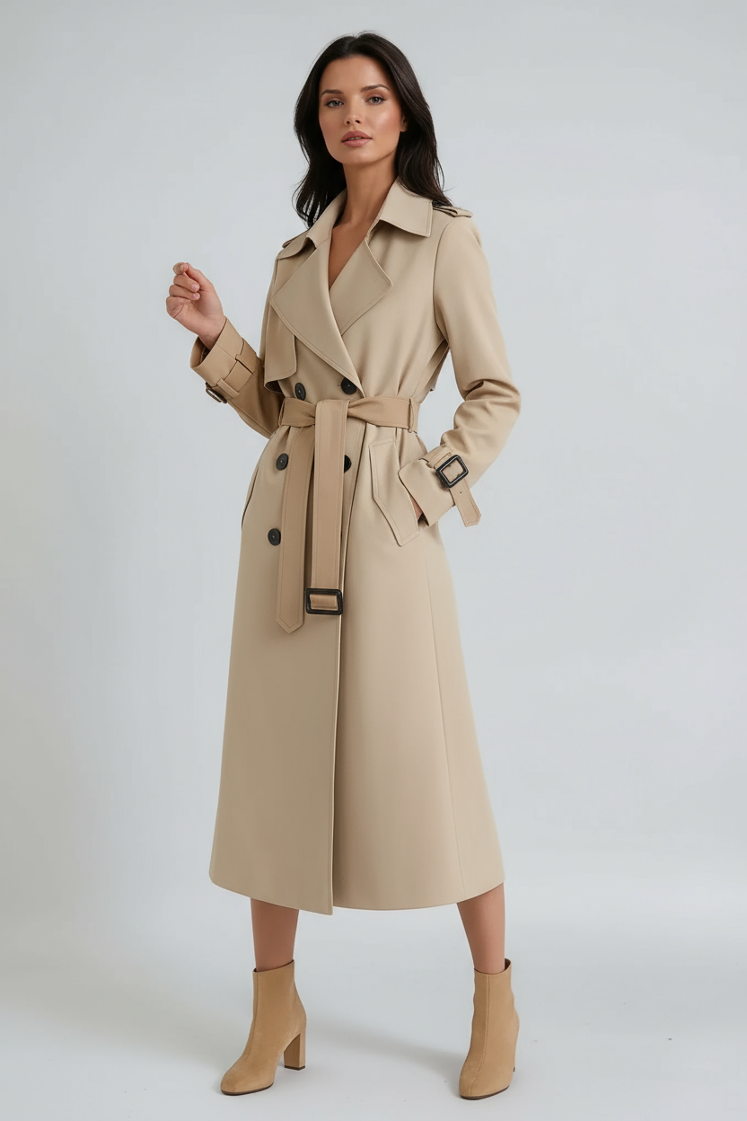 CHAMORA – Abrigo trench de invierno para mujer con cinturón ajustable