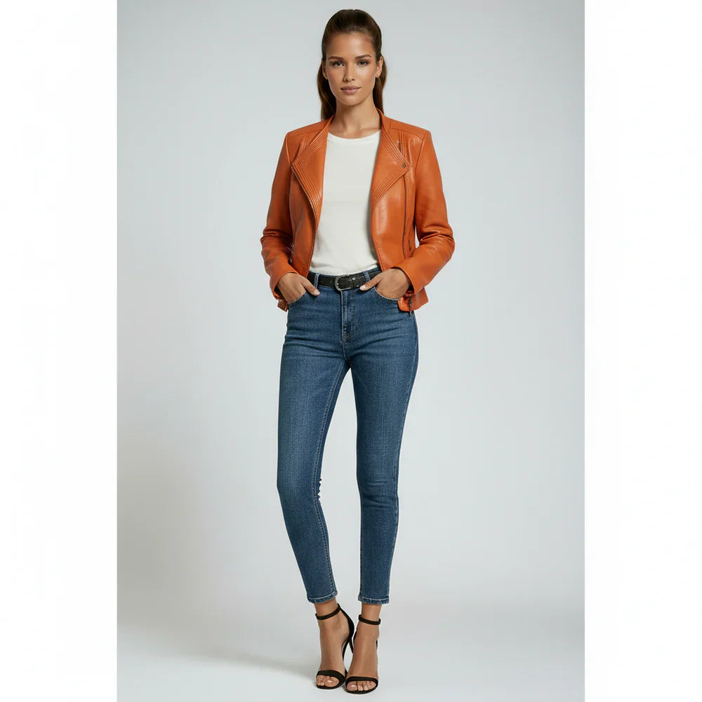 ELLENIA – Cazadora efecto piel para mujer con estilo atemporal