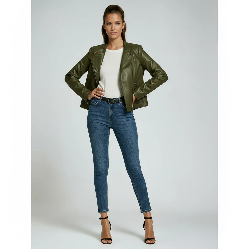 ELLENIA – Cazadora efecto piel para mujer con estilo atemporal