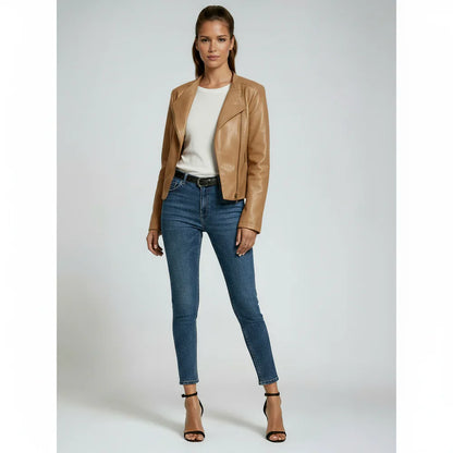 ELLENIA – Cazadora efecto piel para mujer con estilo atemporal