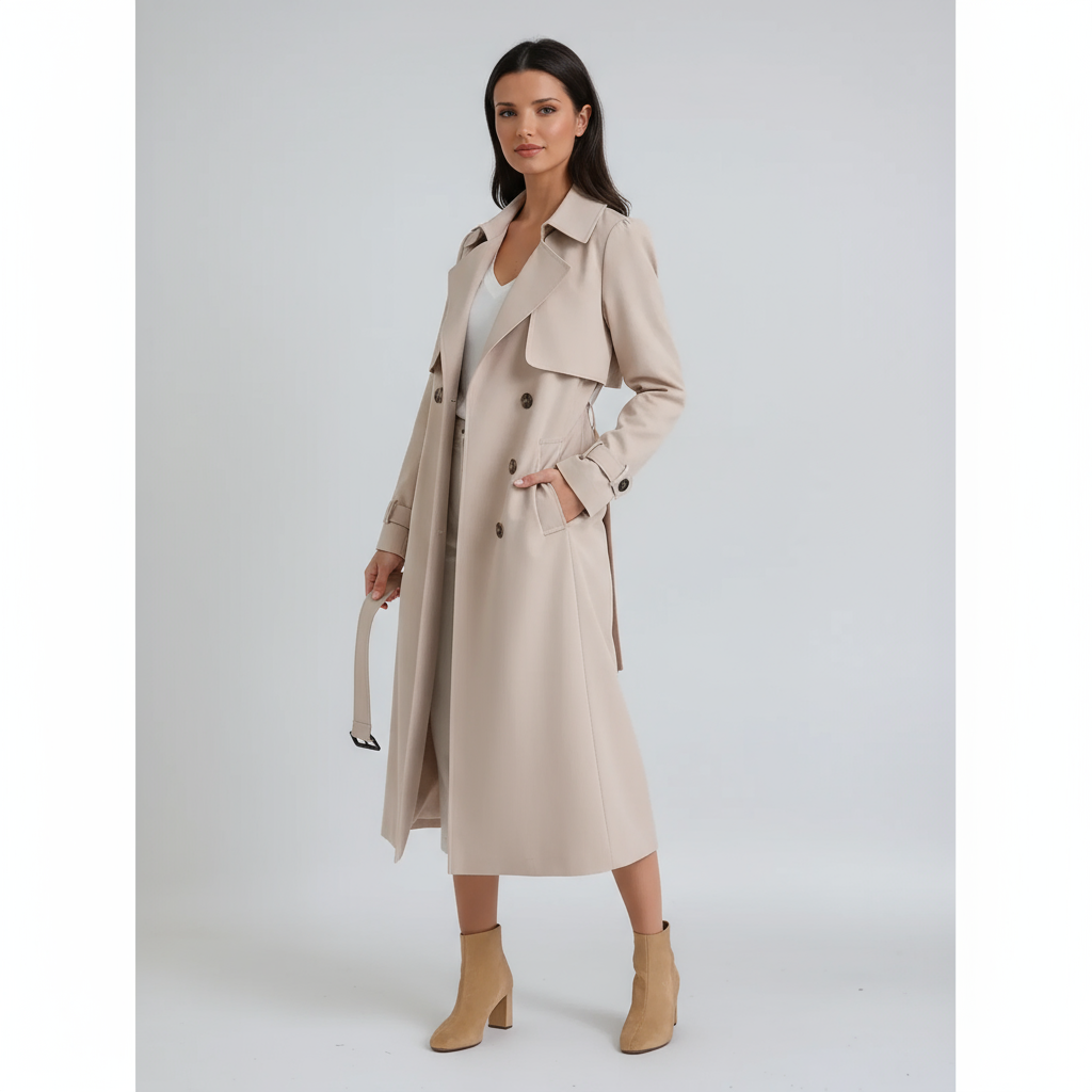 CHAMORA – Abrigo trench de invierno para mujer con cinturón ajustable