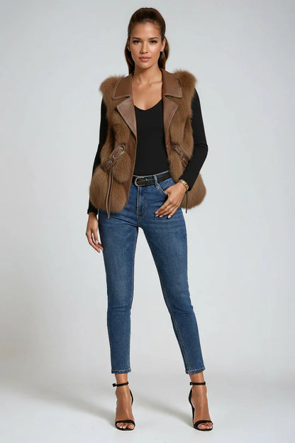 Chaleco acolchado de mujer con cuello de pelo sintético – EMPREYA