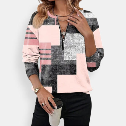 Sudadera ligera con media cremallera y estampado moderno – NAYLA