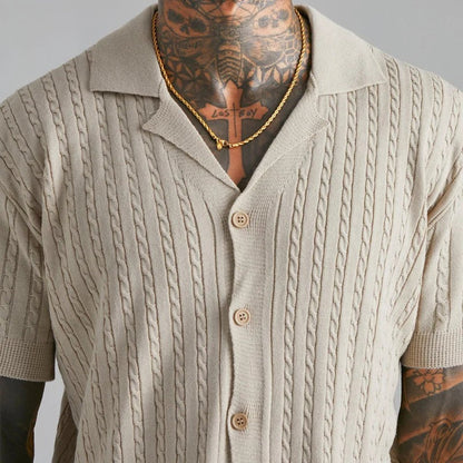 Polo de punto para hombre con botones y textura suave – LINOVAR