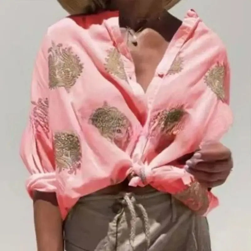 Blusa suelta con bordado delicado y estilo bohemio para mujer – LÉA