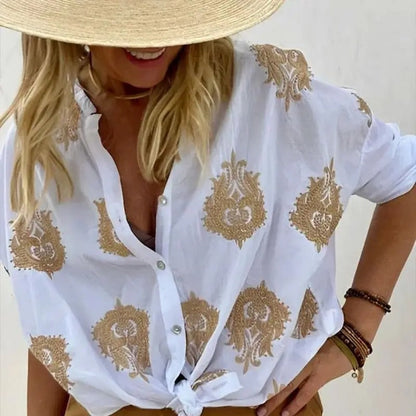 Blusa suelta con bordado delicado y estilo bohemio para mujer – LÉA