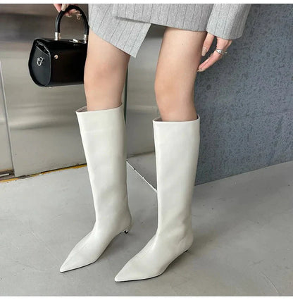 Botas altas sintéticas elegantes para mujer con punta – ADA