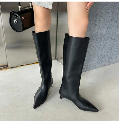 Botas altas sintéticas elegantes para mujer con punta – ADA