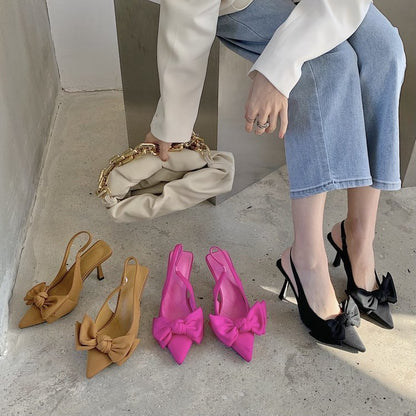 Zapatos de tacón elegantes para mujer con lazo decorativo – GIULIANA BOW