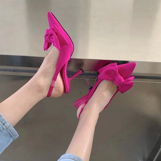 Zapatos de tacón elegantes para mujer con lazo decorativo – GIULIANA BOW