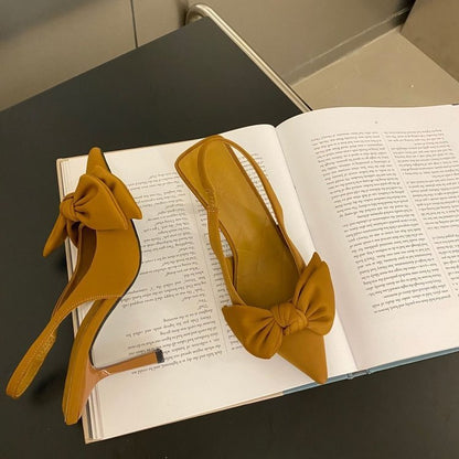 Zapatos de tacón elegantes para mujer con lazo decorativo – GIULIANA BOW