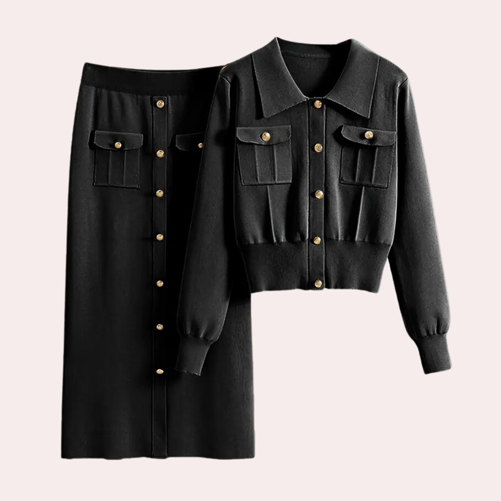 Vestido camisero largo de manga larga con botones – ADELYS