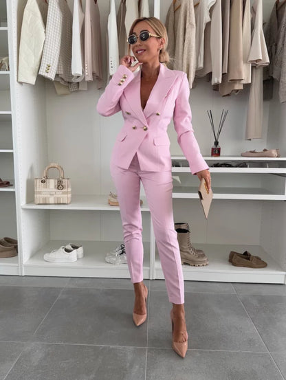 Conjunto de dos piezas para mujer con blazer entallado y pantalón – AMÉLIA RoseSuit
