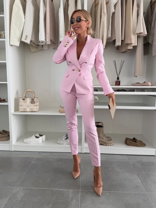 Conjunto de dos piezas para mujer con blazer entallado y pantalón – AMÉLIA RoseSuit